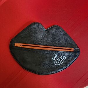 Ulta Beauty Lip-Shaped Black Makeup Bag with Orange Zipper